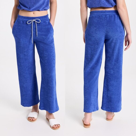 SUNDRY High Waist Terrycloth Crop Pant in Regalia Blue - Picture 1 of 5